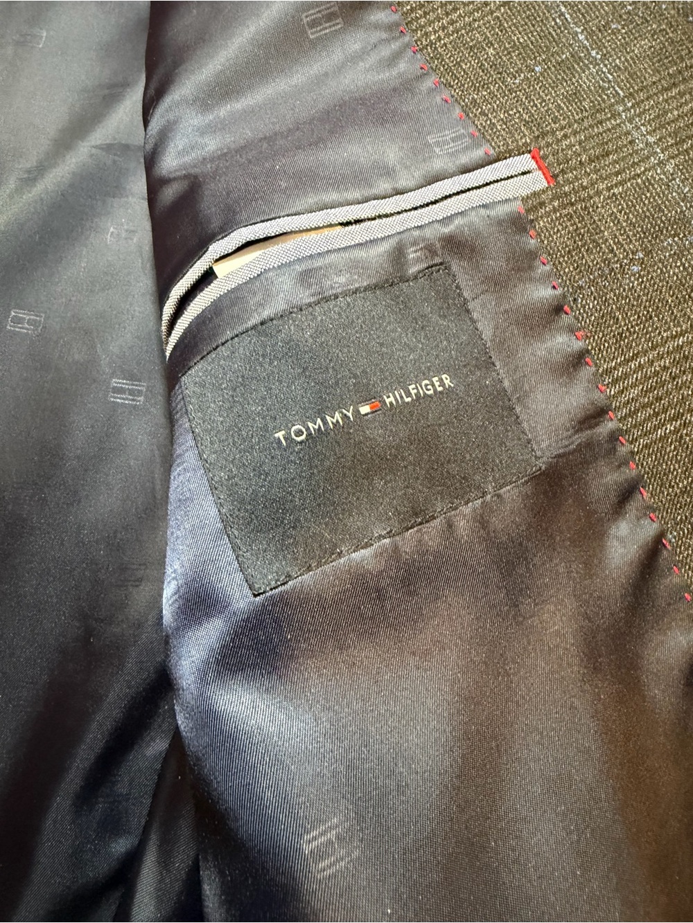 Tommy Hilfiger Charcoal Blazer with Subtle Blue Windowpane - Picture 4 of 12